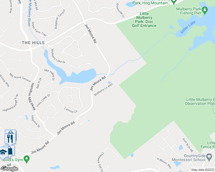 map of restaurants, bars, coffee shops, grocery stores, and more near 3418 Brightmoore Court Northeast in Dacula