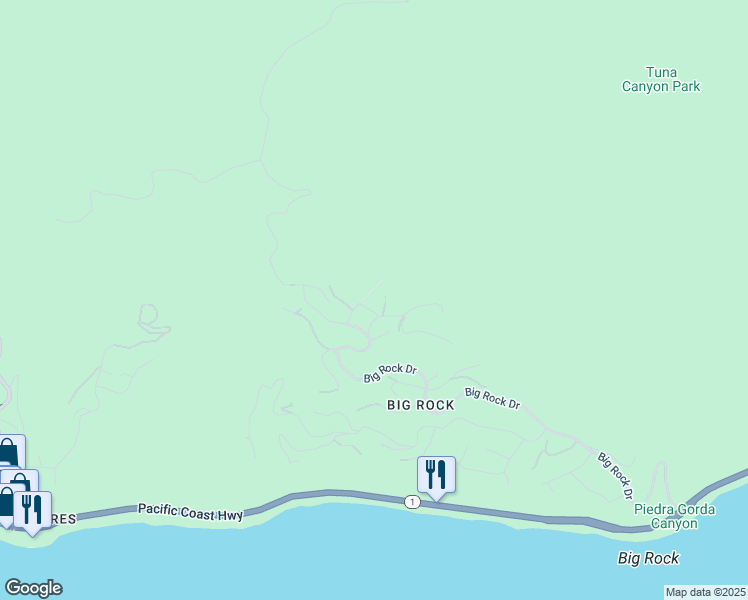 map of restaurants, bars, coffee shops, grocery stores, and more near 20729 Rockcroft Drive in Malibu