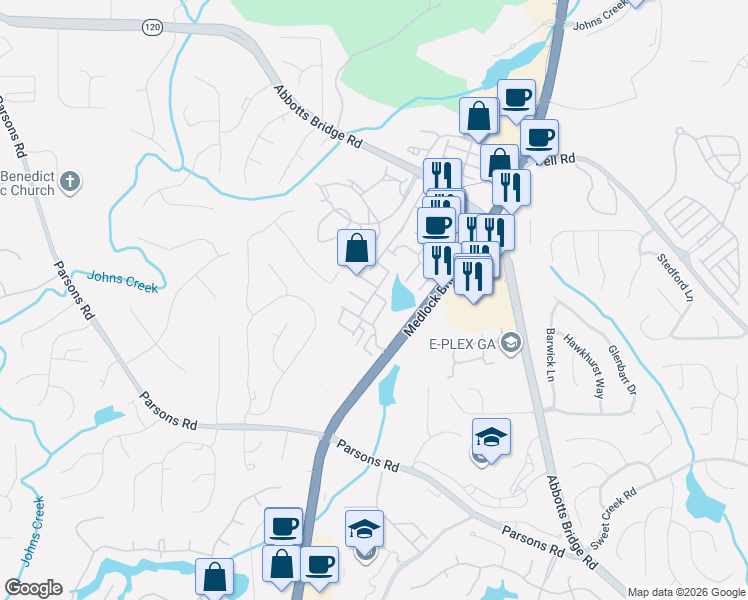 map of restaurants, bars, coffee shops, grocery stores, and more near 10667 Camarilla Court in Duluth