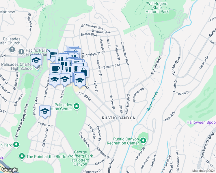 map of restaurants, bars, coffee shops, grocery stores, and more near 863 Hartzell Street in Los Angeles