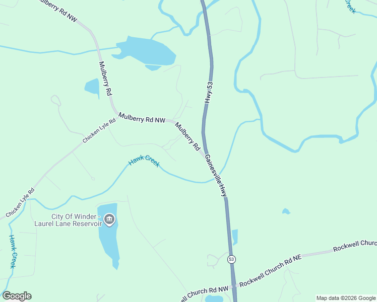 map of restaurants, bars, coffee shops, grocery stores, and more near 36 Mulberry Road in Winder