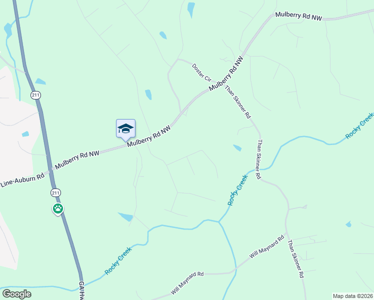 map of restaurants, bars, coffee shops, grocery stores, and more near 114 Hamway Lane in Winder