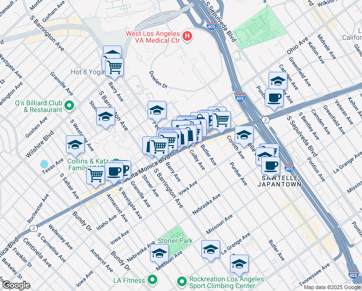 map of restaurants, bars, coffee shops, grocery stores, and more near in Los Angeles