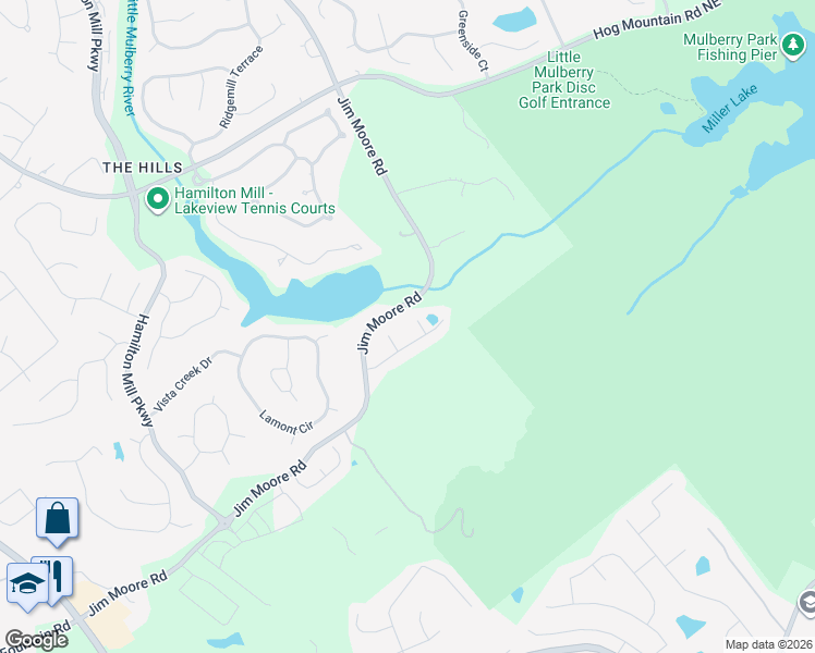 map of restaurants, bars, coffee shops, grocery stores, and more near 3418 Brightmoore Court Northeast in Dacula