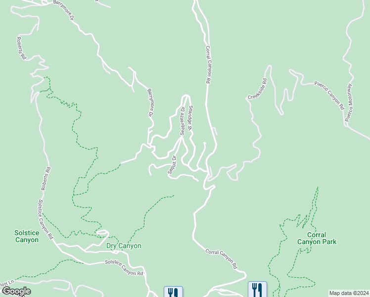 map of restaurants, bars, coffee shops, grocery stores, and more near 2851 Seabreeze Drive in Malibu