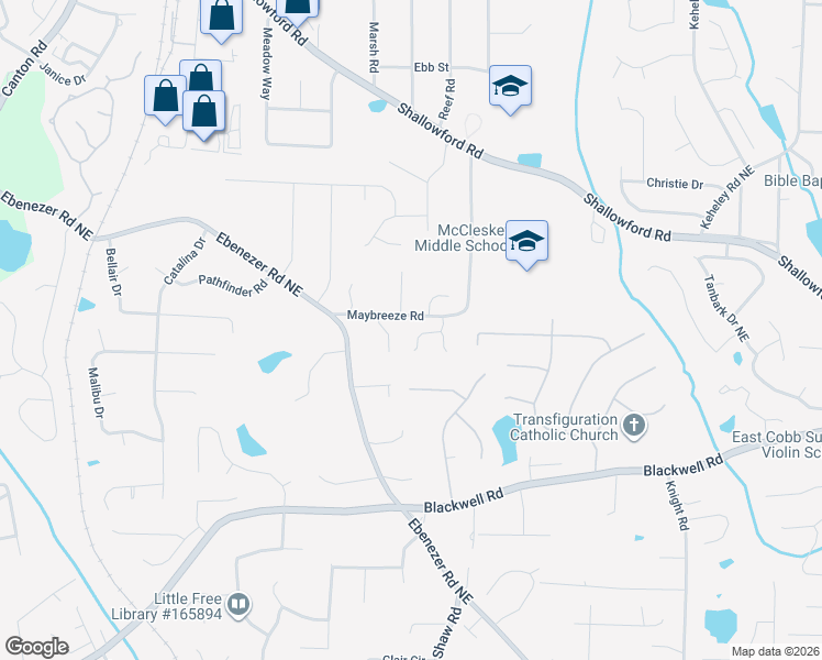 map of restaurants, bars, coffee shops, grocery stores, and more near 3892 Corye Lane in Marietta