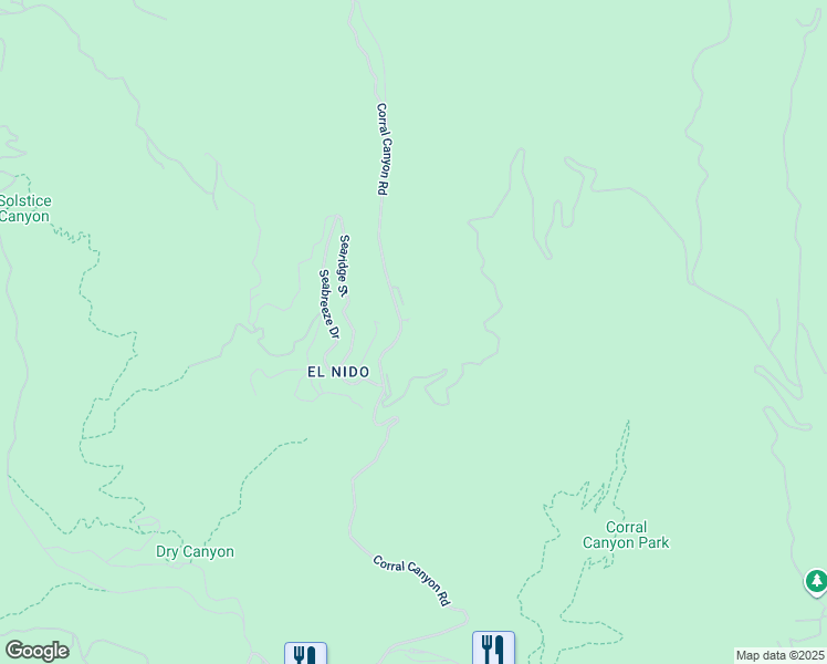 map of restaurants, bars, coffee shops, grocery stores, and more near 2900 Corral Canyon Road in Malibu