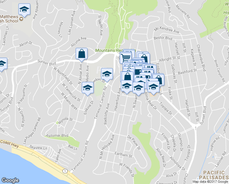 map of restaurants, bars, coffee shops, grocery stores, and more near 15531 Bowdoin Street in Los Angeles
