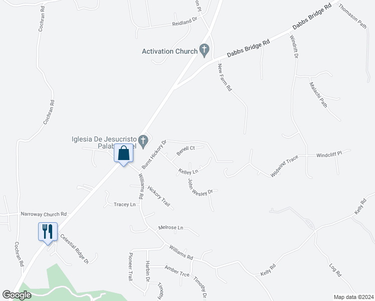 map of restaurants, bars, coffee shops, grocery stores, and more near 110 Benell Court in Dallas