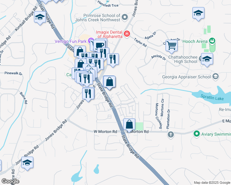 map of restaurants, bars, coffee shops, grocery stores, and more near 4858 LaMoyne Lane in Alpharetta