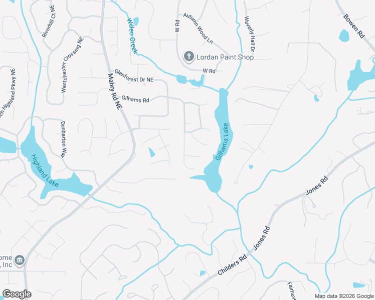 map of restaurants, bars, coffee shops, grocery stores, and more near 4654 Gilhams Road in Roswell