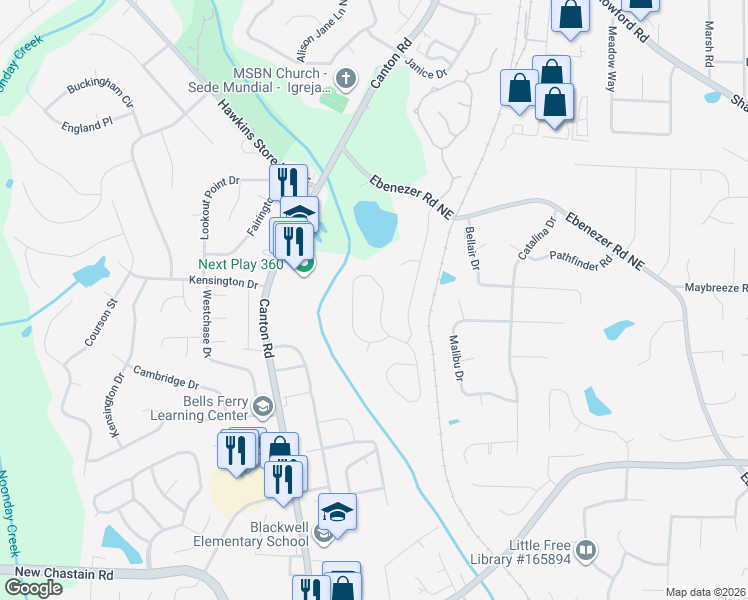 map of restaurants, bars, coffee shops, grocery stores, and more near 902 Old Farm Walk in Marietta