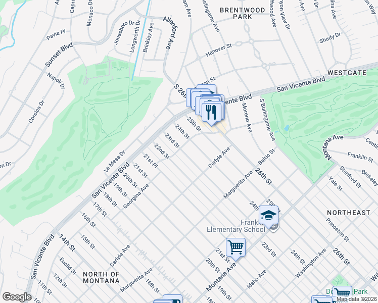 map of restaurants, bars, coffee shops, grocery stores, and more near 317 23rd Street in Santa Monica