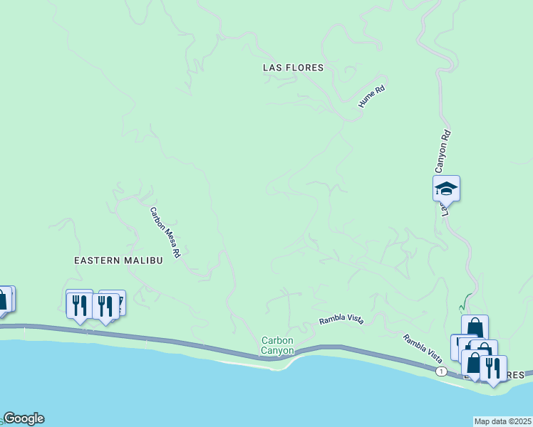map of restaurants, bars, coffee shops, grocery stores, and more near 3079 Rambla Pacifico Street in Malibu