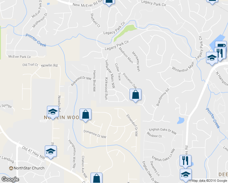 map of restaurants, bars, coffee shops, grocery stores, and more near 2991 Bancroft Glen in Kennesaw