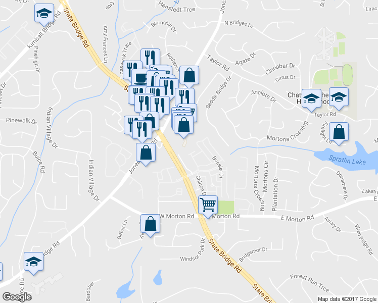 map of restaurants, bars, coffee shops, grocery stores, and more near 4858 Lamoyne Lane in Alpharetta