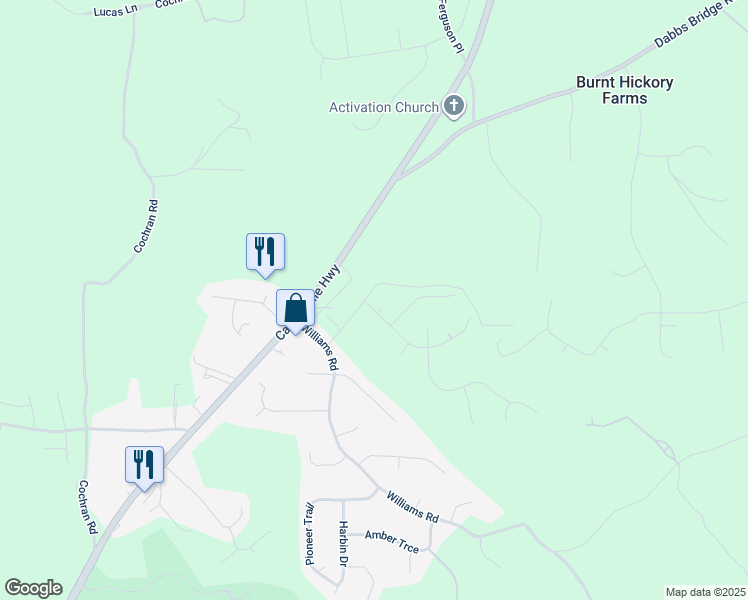 map of restaurants, bars, coffee shops, grocery stores, and more near 200 Burnt Hickory Drive in Dallas