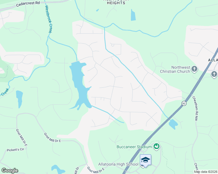 map of restaurants, bars, coffee shops, grocery stores, and more near 37 Picketts Forge Dr W in Acworth
