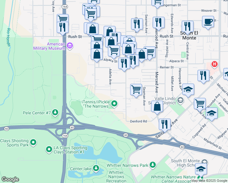 map of restaurants, bars, coffee shops, grocery stores, and more near 1430 Adelia Avenue in South El Monte