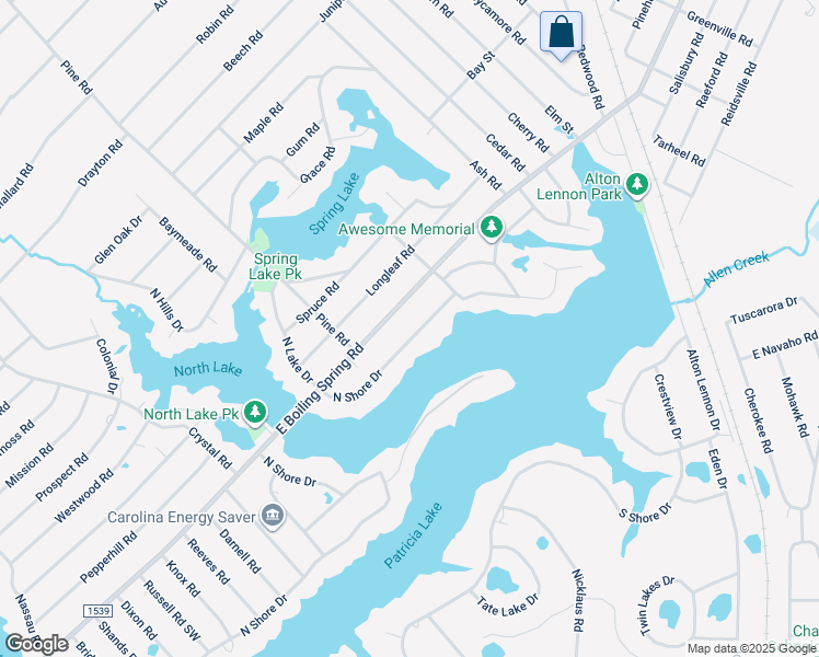 map of restaurants, bars, coffee shops, grocery stores, and more near 1203 North Shore Drive in Southport