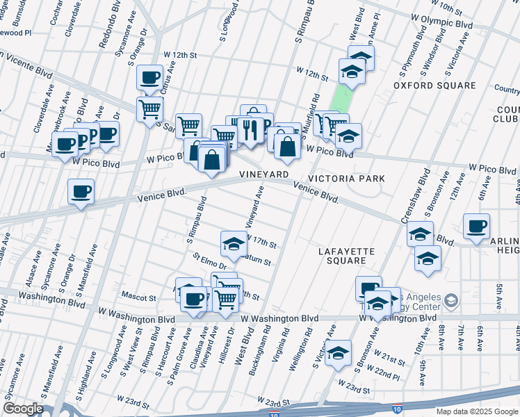 map of restaurants, bars, coffee shops, grocery stores, and more near 4562 Lomita Street in Los Angeles
