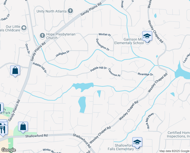 map of restaurants, bars, coffee shops, grocery stores, and more near 4028 Ashmont Court in Marietta