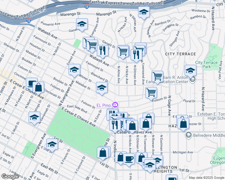 map of restaurants, bars, coffee shops, grocery stores, and more near 3225 Winter Street in Los Angeles
