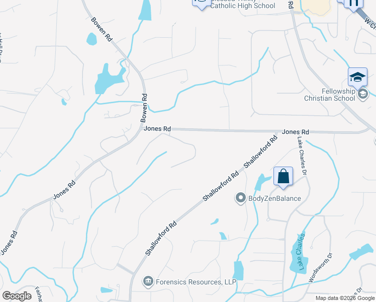 map of restaurants, bars, coffee shops, grocery stores, and more near 5017 Heatherwood Court in Roswell