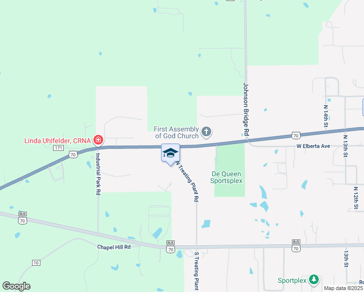 map of restaurants, bars, coffee shops, grocery stores, and more near 1462 West Collin Raye Drive in De Queen
