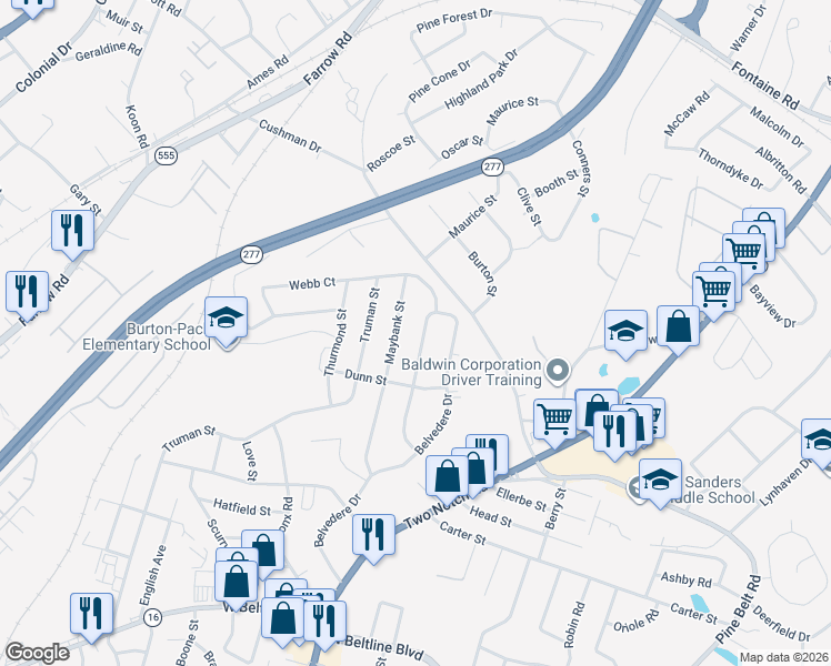 map of restaurants, bars, coffee shops, grocery stores, and more near 3706 Kaiser Avenue in Columbia