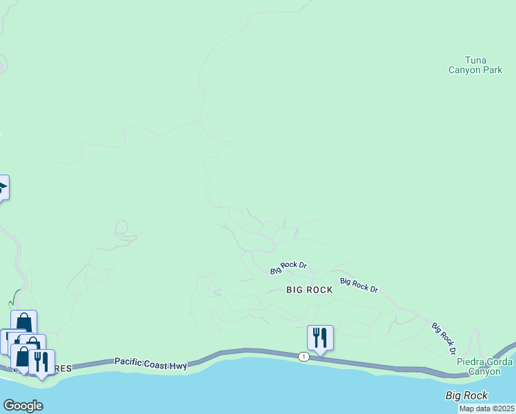 map of restaurants, bars, coffee shops, grocery stores, and more near 3655 McAnany Way in Malibu