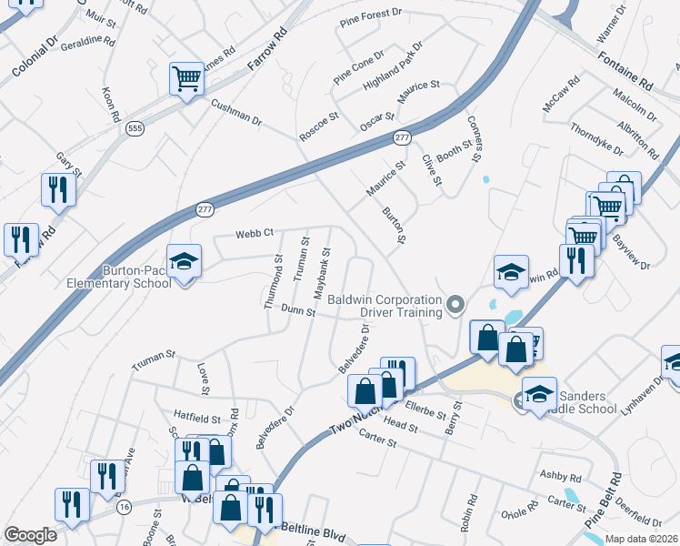map of restaurants, bars, coffee shops, grocery stores, and more near 3706 Kaiser Avenue in Columbia