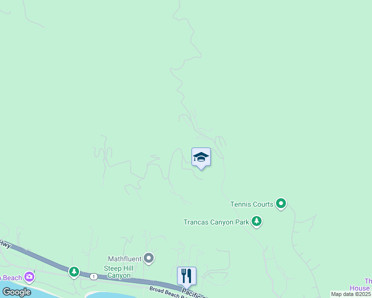 map of restaurants, bars, coffee shops, grocery stores, and more near 5801 Foxview Drive in Malibu