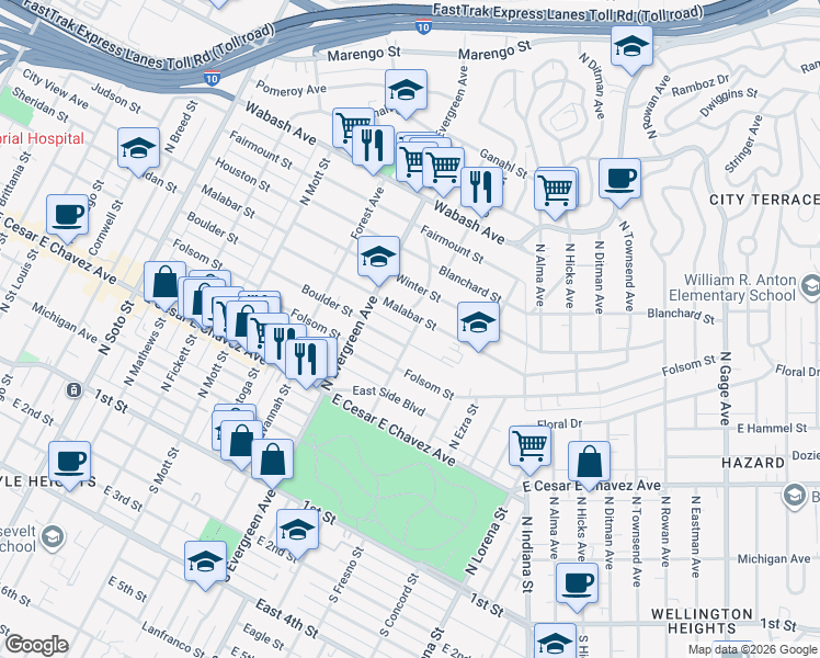 map of restaurants, bars, coffee shops, grocery stores, and more near 615 Sloat Street in Los Angeles