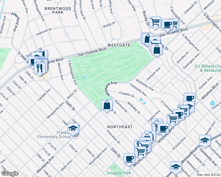 map of restaurants, bars, coffee shops, grocery stores, and more near 714 South Bristol Avenue in Los Angeles