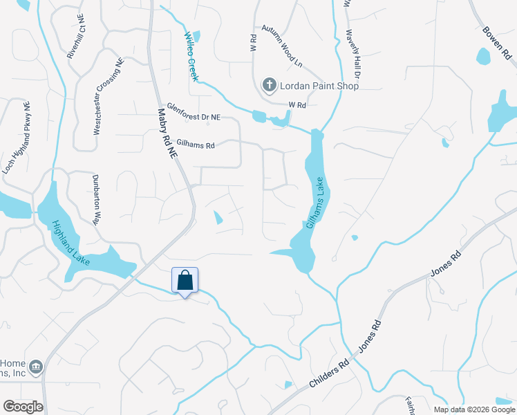 map of restaurants, bars, coffee shops, grocery stores, and more near 4654 Gilhams Road in Roswell