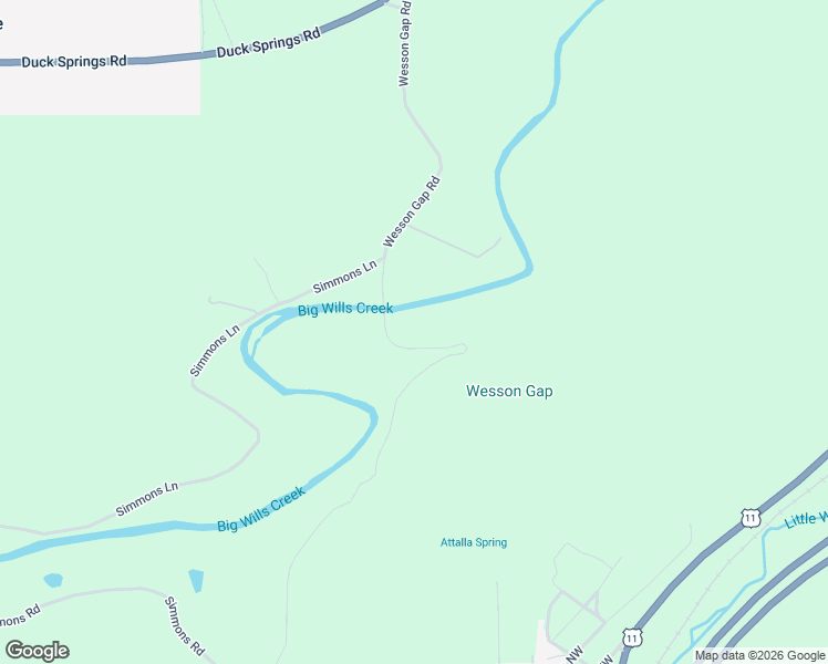 map of restaurants, bars, coffee shops, grocery stores, and more near 2626 Wesson Gap Road in Attalla
