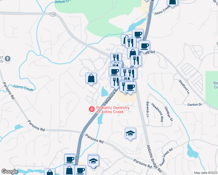 map of restaurants, bars, coffee shops, grocery stores, and more near 10828 Yorkwood Street in Duluth