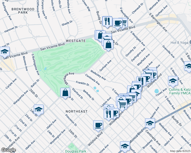 map of restaurants, bars, coffee shops, grocery stores, and more near 907 Centinela Avenue in Santa Monica