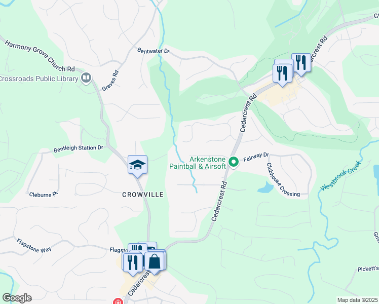 map of restaurants, bars, coffee shops, grocery stores, and more near 204 Arthur Hills Drive in Acworth
