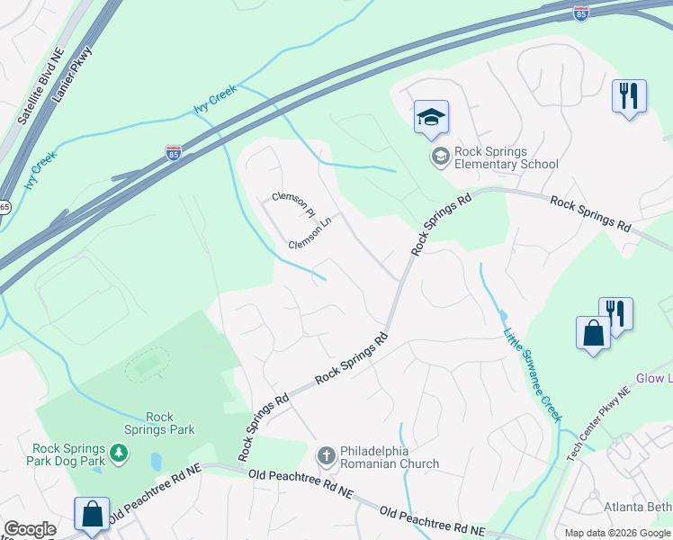 map of restaurants, bars, coffee shops, grocery stores, and more near 2842 Wynhaven Oaks Way in Lawrenceville