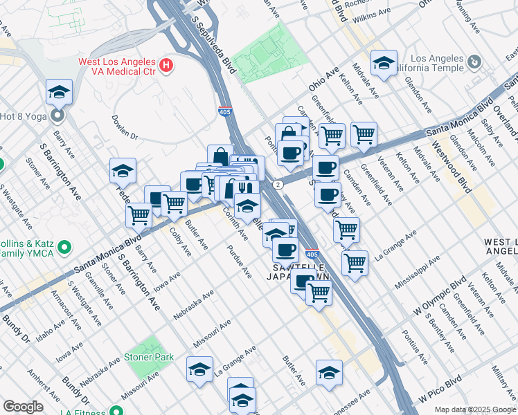 map of restaurants, bars, coffee shops, grocery stores, and more near in Los Angeles
