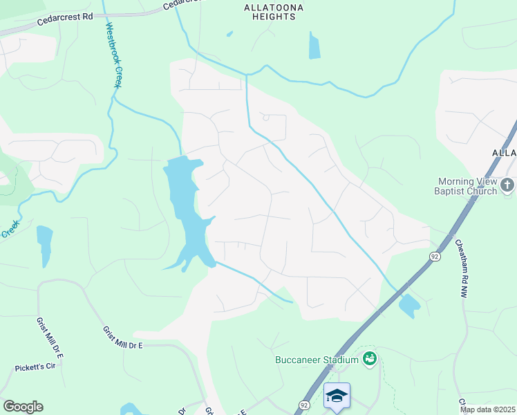 map of restaurants, bars, coffee shops, grocery stores, and more near 40 Picketts Forge Drive West in Acworth