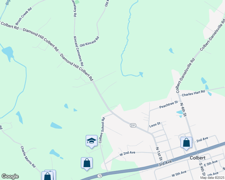 map of restaurants, bars, coffee shops, grocery stores, and more near 784 Diamond Hill Colbert Road in Colbert