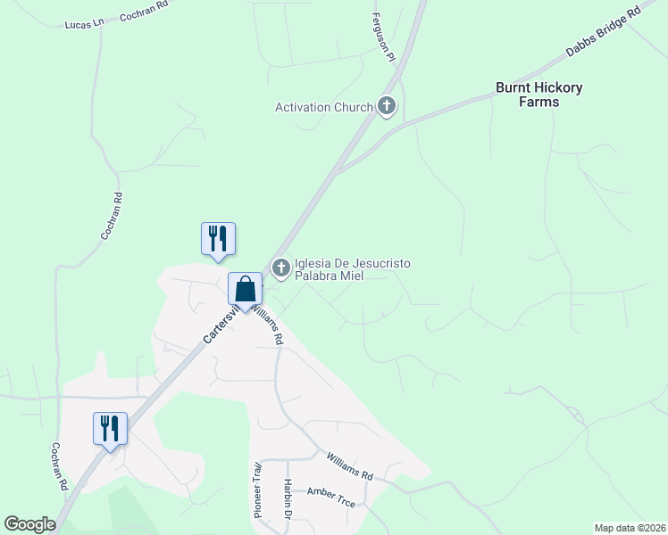 map of restaurants, bars, coffee shops, grocery stores, and more near 200 Burnt Hickory Drive in Dallas