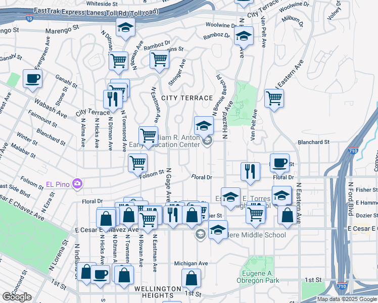 map of restaurants, bars, coffee shops, grocery stores, and more near 816 North Herbert Avenue in Los Angeles
