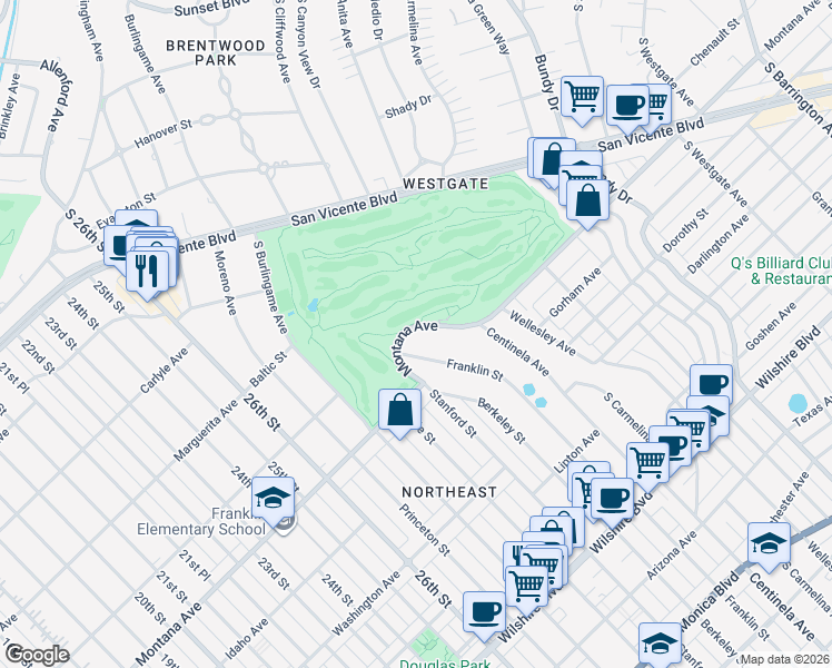 map of restaurants, bars, coffee shops, grocery stores, and more near 714 South Bristol Avenue in Los Angeles
