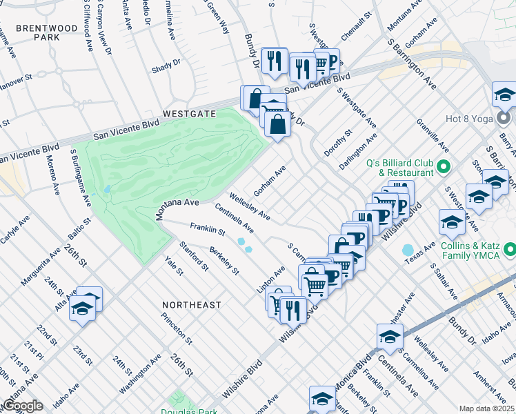 map of restaurants, bars, coffee shops, grocery stores, and more near 864 Wellesley Avenue in Los Angeles