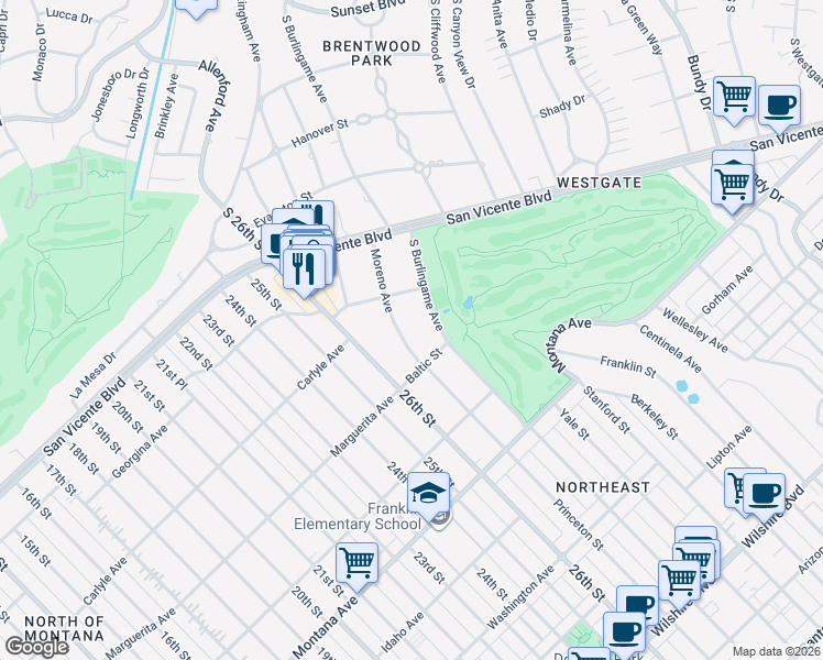 map of restaurants, bars, coffee shops, grocery stores, and more near 580 Moreno Avenue in Los Angeles