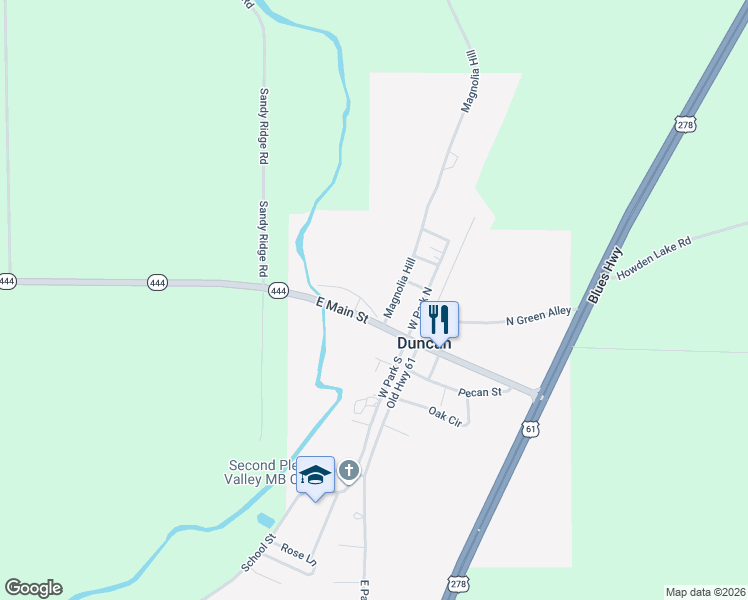 map of restaurants, bars, coffee shops, grocery stores, and more near 212 East Main Street in Duncan